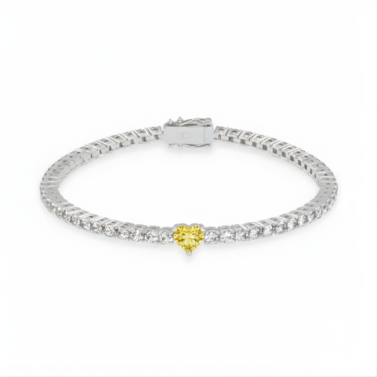 Fancy Yellow Heart Tennis Lab Diamond Bracelet (5 ct. tw.) 18K White Gold