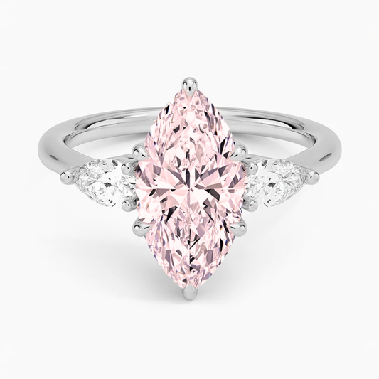 Trilogy Marquise Pink Lab Diamond 18K Gold Ring