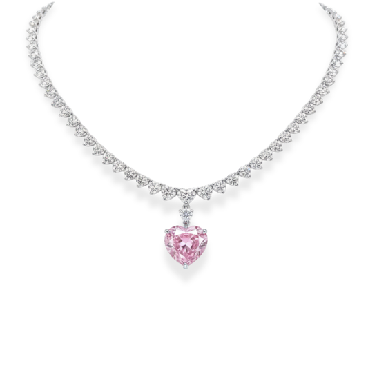 Pink Heart Tennis Lab Diamond ( 20 ct. tw. ) Pendant Necklace (16 in.) 18K White Gold