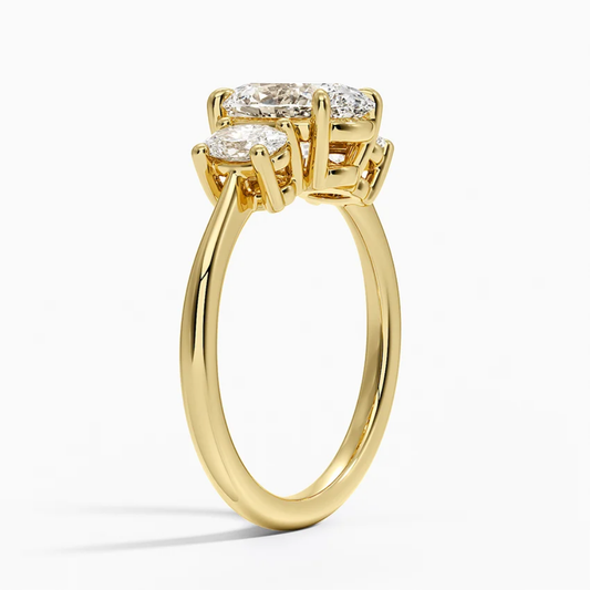 Trilogy Oval (Oval Sides) Lab Diamond Ring in 18K Gold