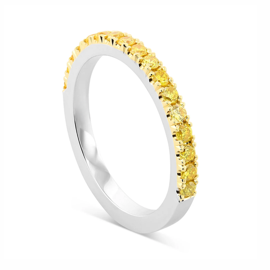 Fancy Yellow Half-Eternity Lab Grown Diamond Band Ring 18K Gold