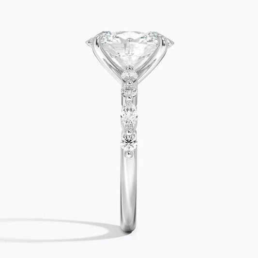 3 carat IGI certified VS1 F lab grown oval diamond. White gold18K setting. Side lab diamond 0.3 carat.