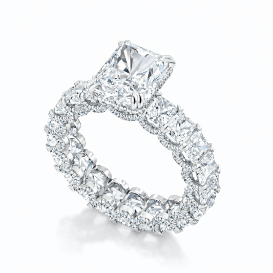 11 Carat Set of Jana Eternity Radiant (7 ct. tw.) + Radiant Eternity (4 ct. tw.) Lab Diamond Rings in White Gold 18K | IGI and SGL certificates
