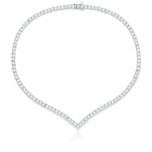 V-Shaped Tennis Lab Diamond (20 ct) Necklace (17 in.) 18K White Gold