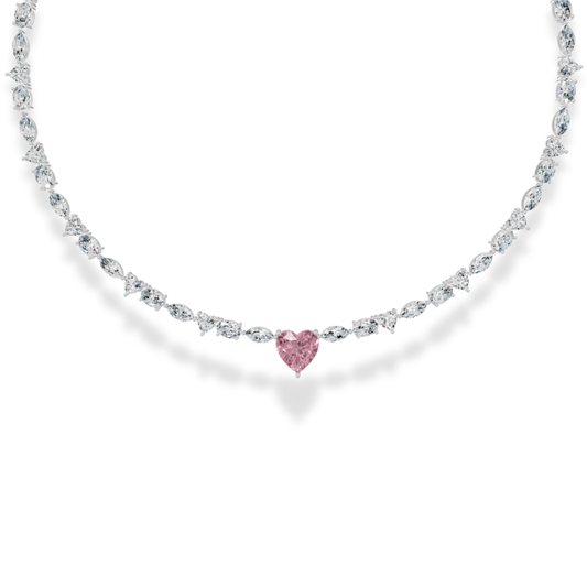 Alma Pink Heart Lab Diamond ( 24 ct. tw. ) Necklace (16 in.) 18K White Gold