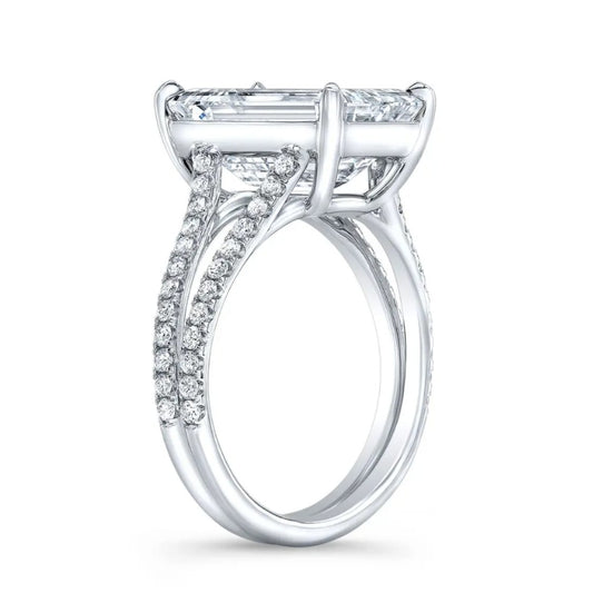 Split Shank Pave Lab Diamond Ring in 18K Gold - Emerald