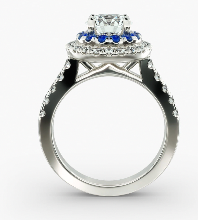 3 carat VVS1 D lab diamond IGI certified LG675514824 ; 0.25 carat side lab diamond VVS. Sapphire blue. Platinum ring. Size 49