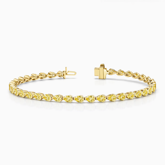 Half-Bezel Fancy Yellow Pear Tennis Lab Diamond Bracelet (4.5 ct. tw.) 18K Yellow Gold