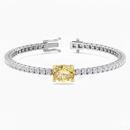 Fancy Yellow Oval Tennis Lab Diamond Bracelet (4 ct. tw.) 18K White Gold