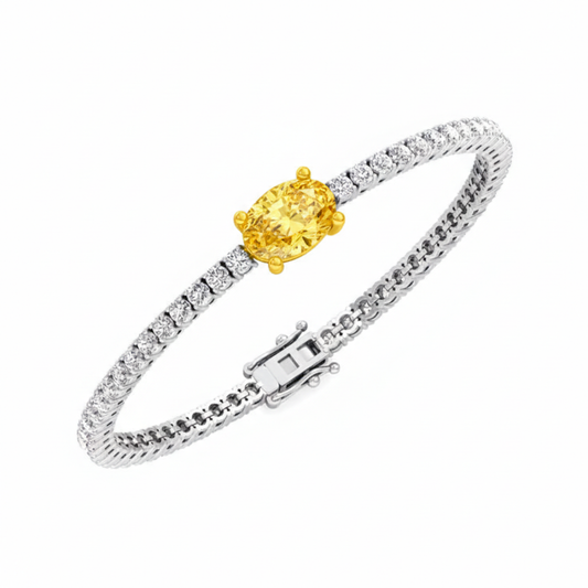 Fancy Yellow Oval Tennis Lab Diamond Bracelet (4 ct. tw.) 18K White Gold