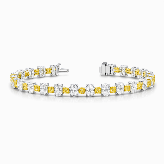 Fancy Round and White Oval Lab Diamond Bracelet (12 ct. tw.) 18K White Gold