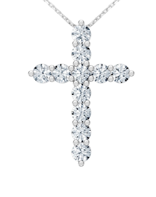 Diamond Cross 11x 0.1 carat round | VVS-VS EF lab diamond | White Gold 18K | 16 inches chain