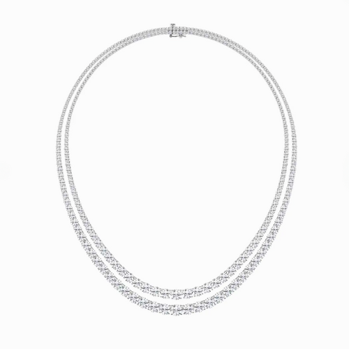 Tennis Double Layer Lab Diamond (39 ct.) Necklace (17 in.) 18K White Gold