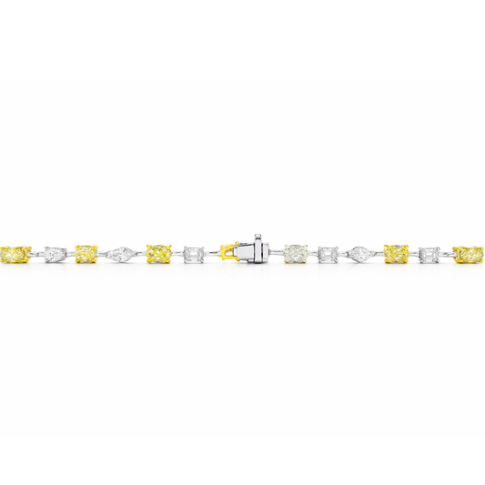 Fancy Yellow Oval and White Multishape Lab Diamond Bracelet ( 5 ct. tw.) 18K White Gold