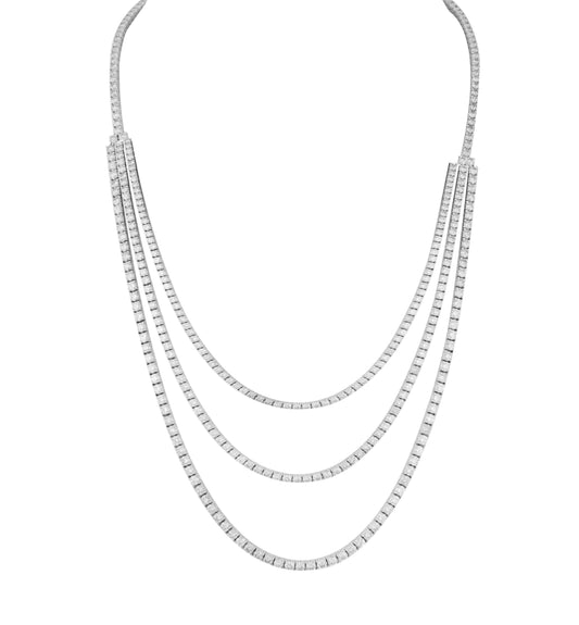 Tennis 3 Layers Lab Diamond (17 ct.) Necklace (17 in.) 18K White Gold