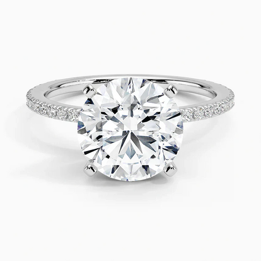 3 carat round IGI certified lab VS1 F. White gold 18karat. Size 5.5