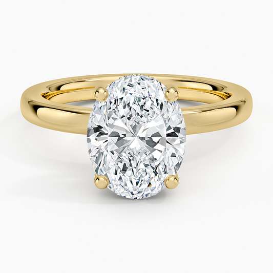 Solitaire Hidden Halo Lab Diamond Ring 18k Gold