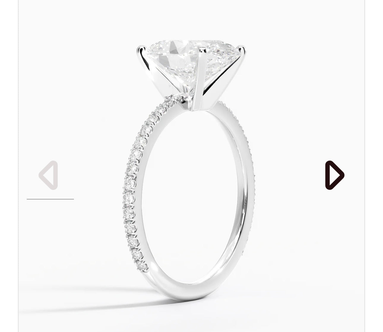 2.5 carat oval IGI certified lab diamond VS1 F; white gold18karat; ring size 16mm; 2mm band;