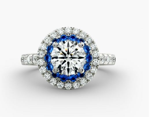 3 carat VVS1 D lab diamond IGI certified LG675514824 ; 0.25 carat side lab diamond VVS. Sapphire blue. Platinum ring. Size 49