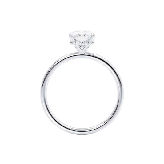 2 ct. Elongated Cushion Lab Diamond VS1 E Hidden Halo Solitaire Setting White Gold 18K