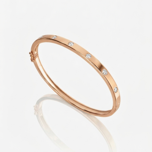 Astoria Round Flush Set Lab Diamond ( 1 ct. tw) Bangle Bracelet 18K Gold
