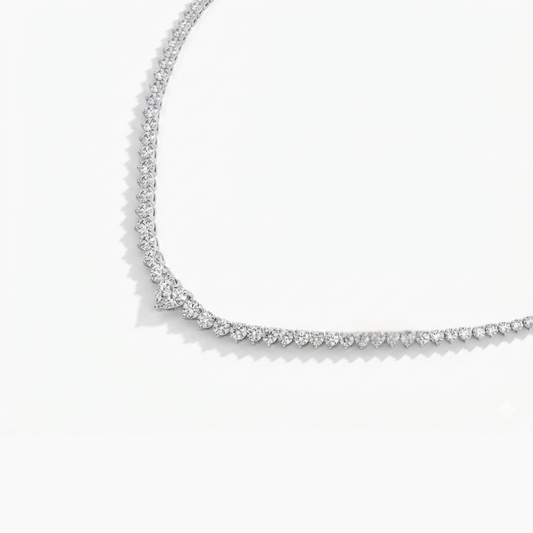 Tennis Riviera Lab Diamond (13 ct.) Necklace (16 in.) with Heart Center Diamond in 18K White Gold
