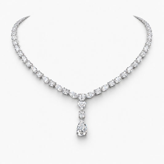 Amoura Round, Marquise, Pear Lab Diamond (34 ct.) Necklace (16 in | 40 cm) 18K White Gold