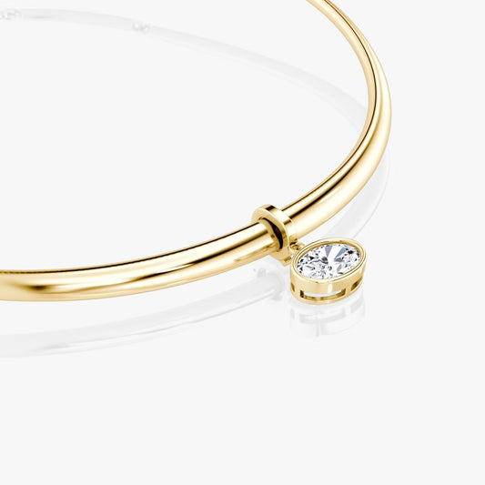 Oval Bezel Lab Diamond (4 ct.) Chocker Pendant Yellow Gold (16 in.)