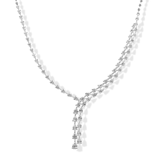 Bridal Pear Lab Diamond (15 ct.) Necklace (17 in.) 3/4 Diamonds 18K White Gold