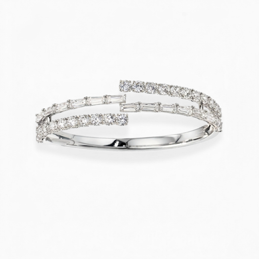 Myra Round & Baguette Lab Diamond ( 5 ct. tw) Bypass Bangle Bracelet 18K Gold