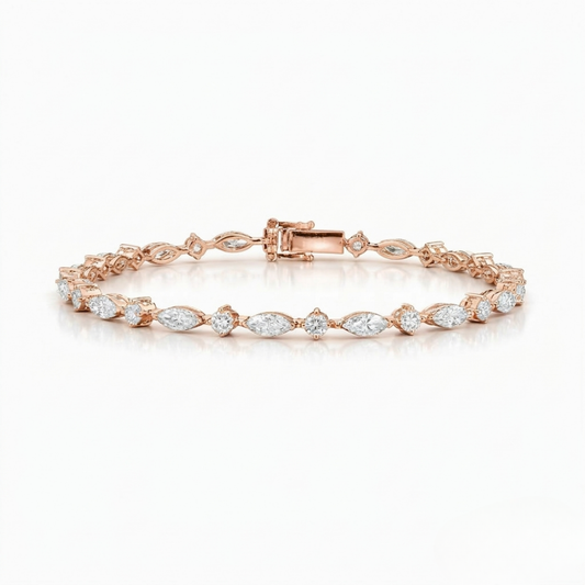 Marquise and Round Tennis Lab Diamond Bracelet (3 ct. tw.) 18K Gold