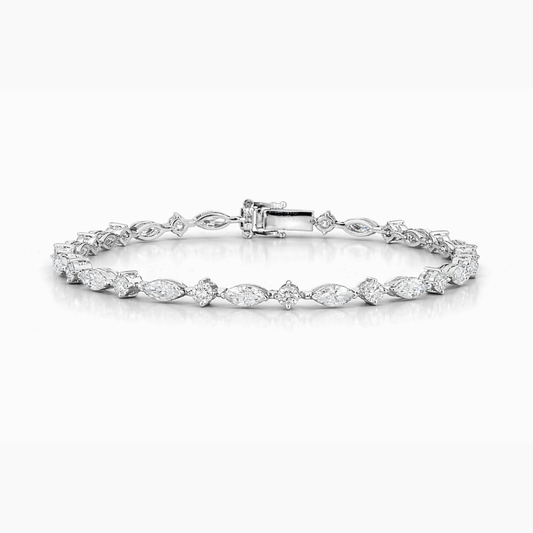Marquise and Round Tennis Lab Diamond Bracelet (3 ct. tw.) 18K Gold