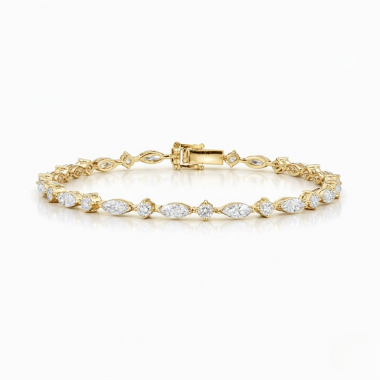 Marquise and Round Tennis Lab Diamond Bracelet (10 ct. tw.) 18K Gold