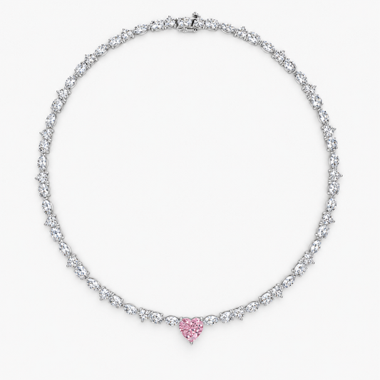 Alma Pink Heart Lab Diamond ( 24 ct. tw. ) Necklace (16 in.) 18K White Gold