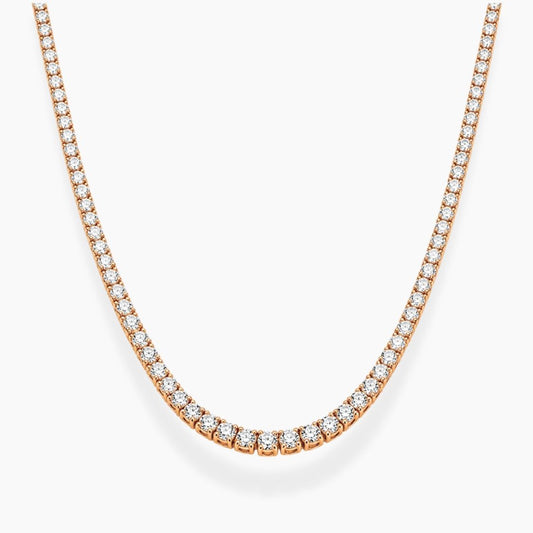 Rose gold necklace with diamonds on a white background, ecomposer-metal type-rose-gold-18k