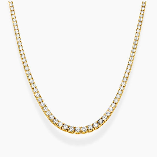 Gold necklace with clear stones on a white background, ecomposer-metal type-yellow-gold-18k