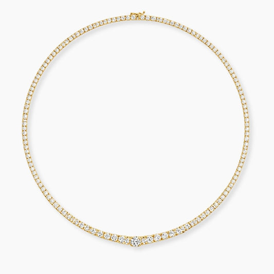 Gold necklace with diamonds on a white background, ecomposer-metal type-yellow-gold-18k