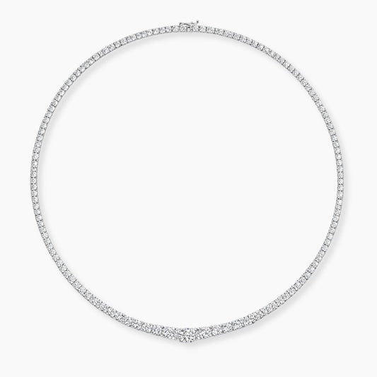 Silver necklace with diamonds on a white background, ecomposer-metal type-white-gold-18k