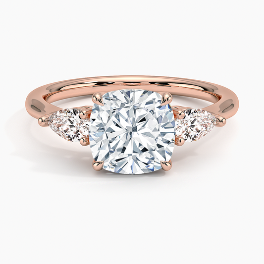 ecomposer-view with diamond shape-cushion,ecomposer-size-2-ct,ecomposer-metal type-rose-gold-18k