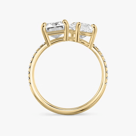 ecomposer-view with diamond shape-emerald-and-pear,ecomposer-metal type-rose-gold-18k