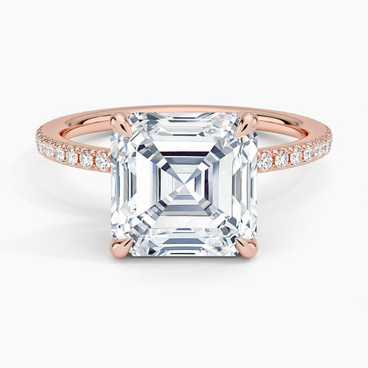 ecomposer-view with diamond shape-asscher, ecomposer-metal type-rose-gold-18k