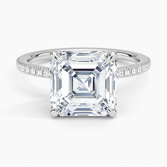ecomposer-view with diamond shape-asscher, ecomposer-metal type-white-gold-18k