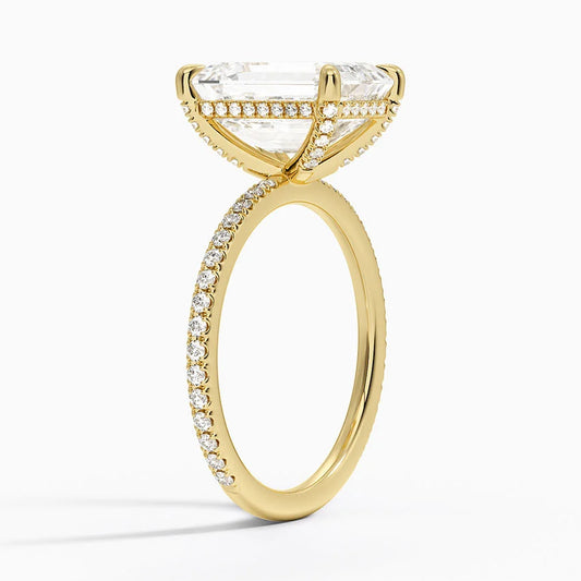 ecomposer-view with diamond shape-emerald, ecomposer-metal type-yellow-gold-18k