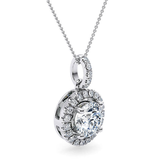 Round Halo Lab Diamond Pendant (0.5 ct.) Necklace 18K Gold