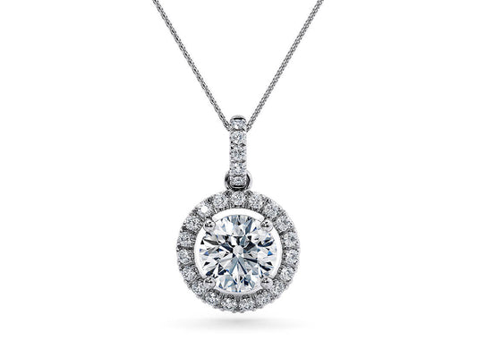 Round Halo Lab Diamond Pendant (0.5 ct.) Necklace 18K Gold