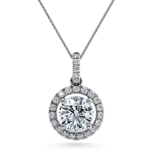 Round Halo Lab Diamond Pendant (0.5 ct.) Necklace 18K Gold