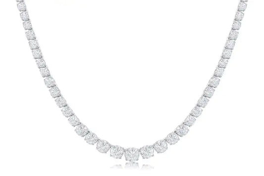 Tennis Graduated Lab Diamond (17 ct.) Necklace (15 in.) 18K White Gold