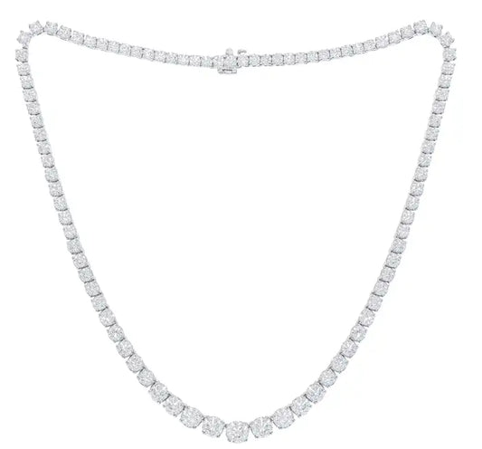 Tennis Graduated Lab Diamond (17 ct.) Necklace (15 in.) 18K White Gold