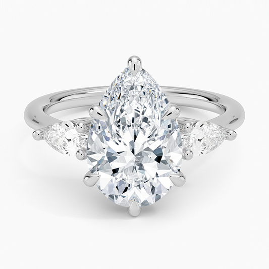 ecomposer-view with diamond shape-pear, ecomposer-metal type-white-gold-18k
