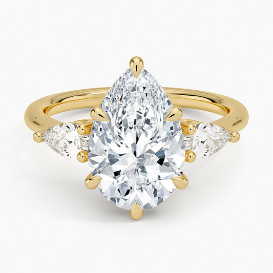 ecomposer-view with diamond shape-pear, ecomposer-metal type-yellow-gold-18k